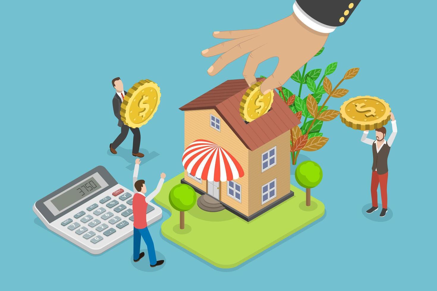 3D Isometric Flat Conceptual Illustration of Government Subsidy, Financial Support From Federal Budget vector