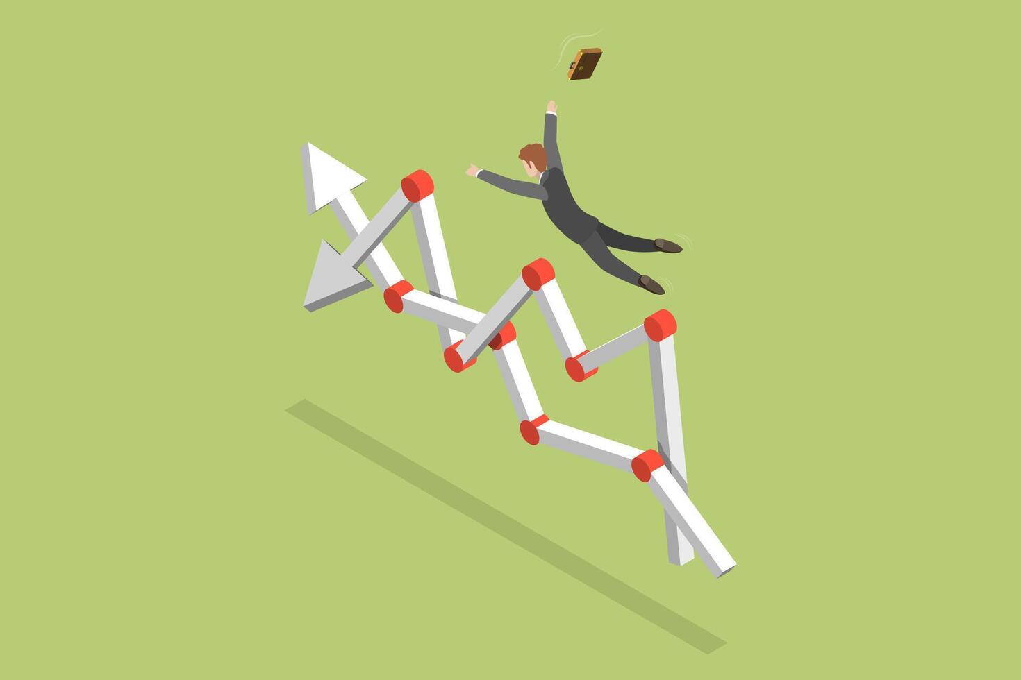 3D Isometric Flat Conceptual Illustration of Stock Market Volatility, Investment Risks vector