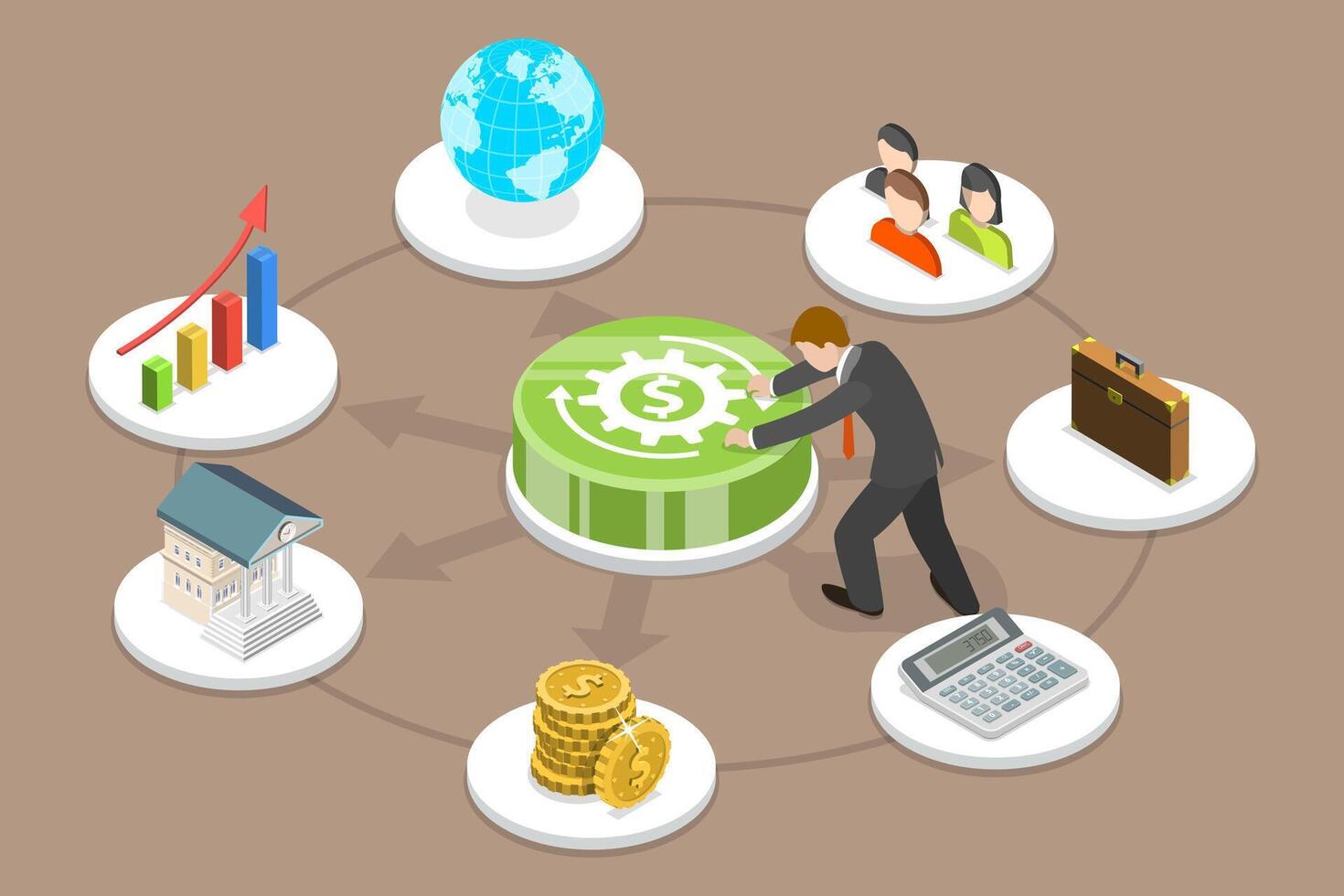 3D Isometric Flat Conceptual Illustration of Fintech, Financial Technologies, Digital Solutions for Banking Business vector