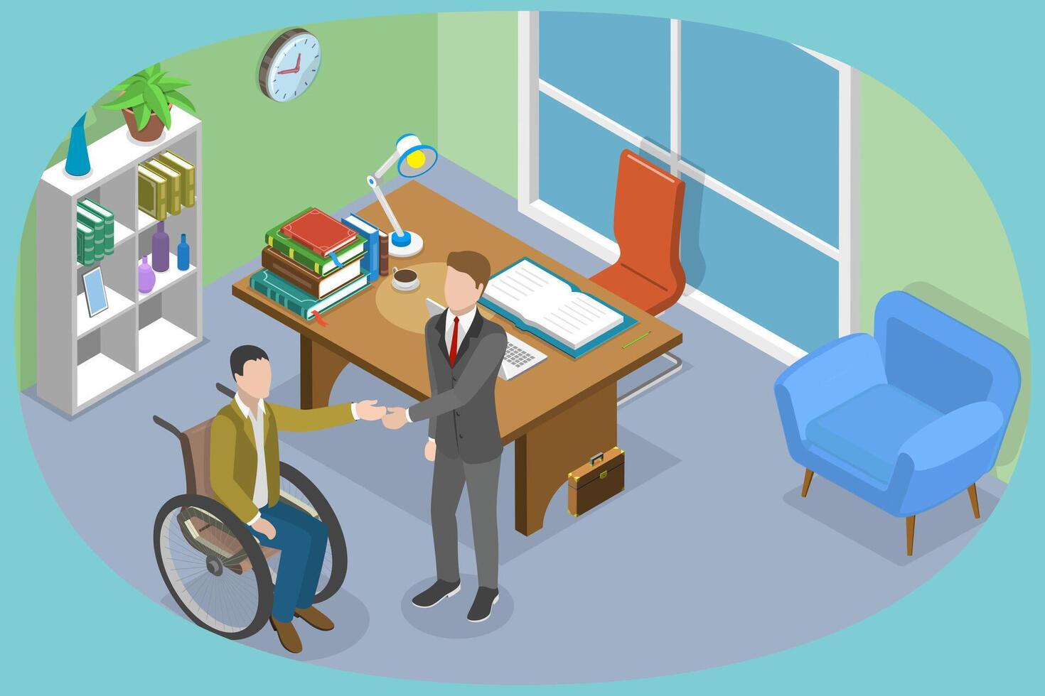 3D Isometric Flat Conceptual Illustration of Hiring People With Disabilities. vector