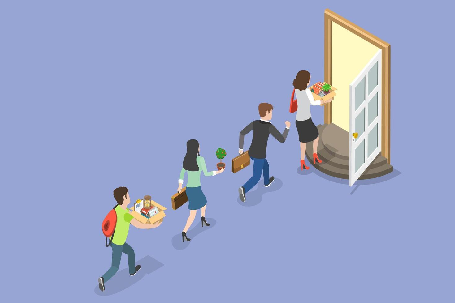 3D Isometric Flat Conceptual Illustration of Employee Resignation, Unemployment and Leaving the Workplace vector