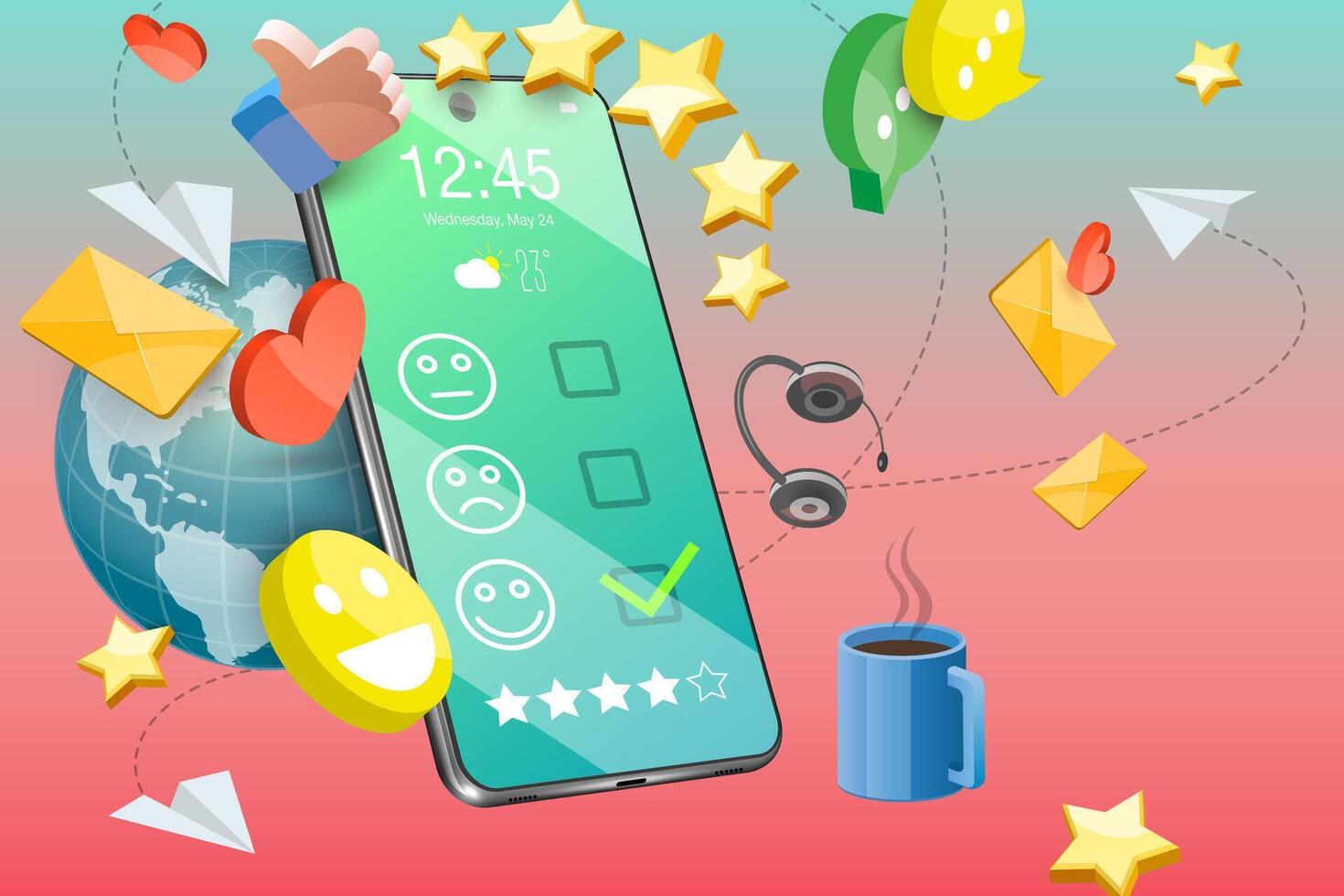 3D Conceptual Illustration of Customer Feedback, Online Voting vector