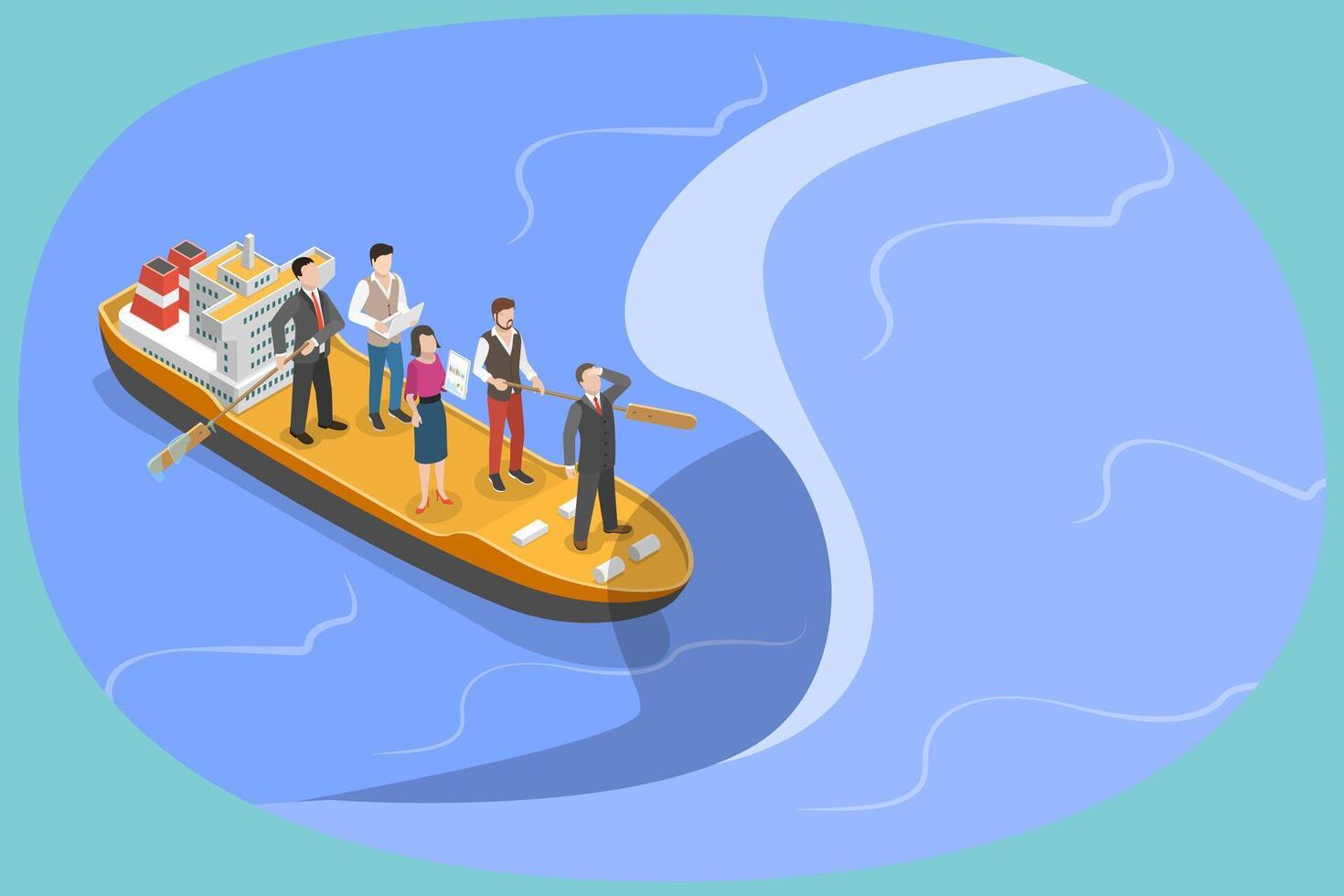 3D Isometric Flat Conceptual Illustration of Teamwork and Leadership, Risk Management vector
