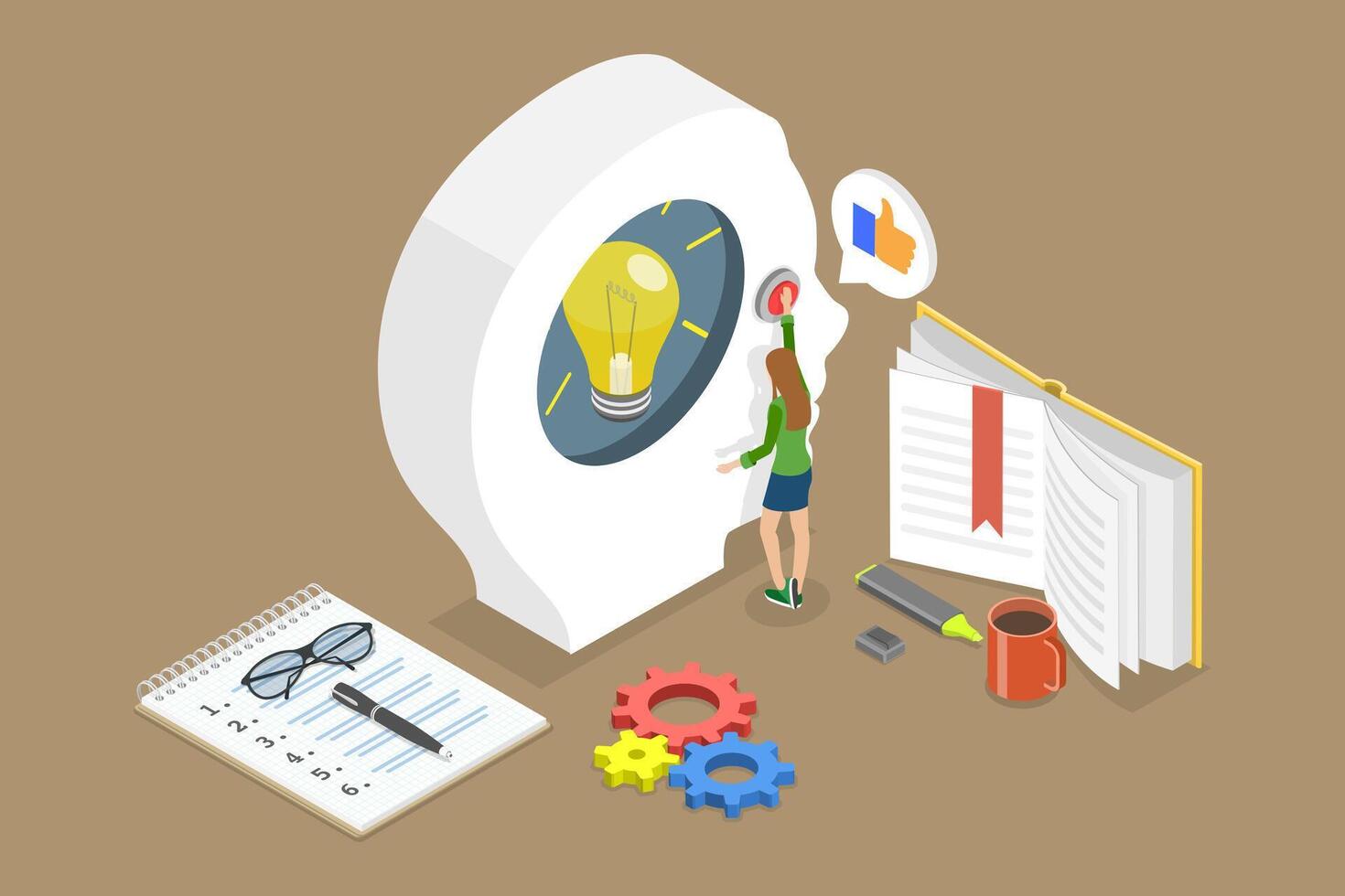 3D Isometric Flat Conceptual Illustration of Education And Personal Development, Skills Training vector