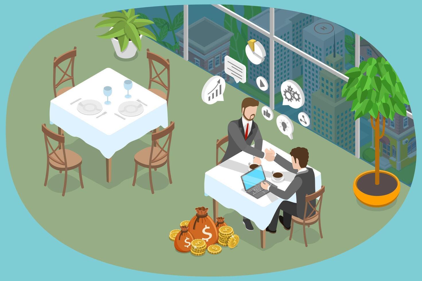 3D Isometric Flat Conceptual Illustration of Successful Partnership, Affiliate Marketing vector