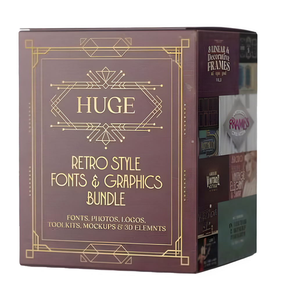 Huge Retro Style Fonts and Graphics Bundle