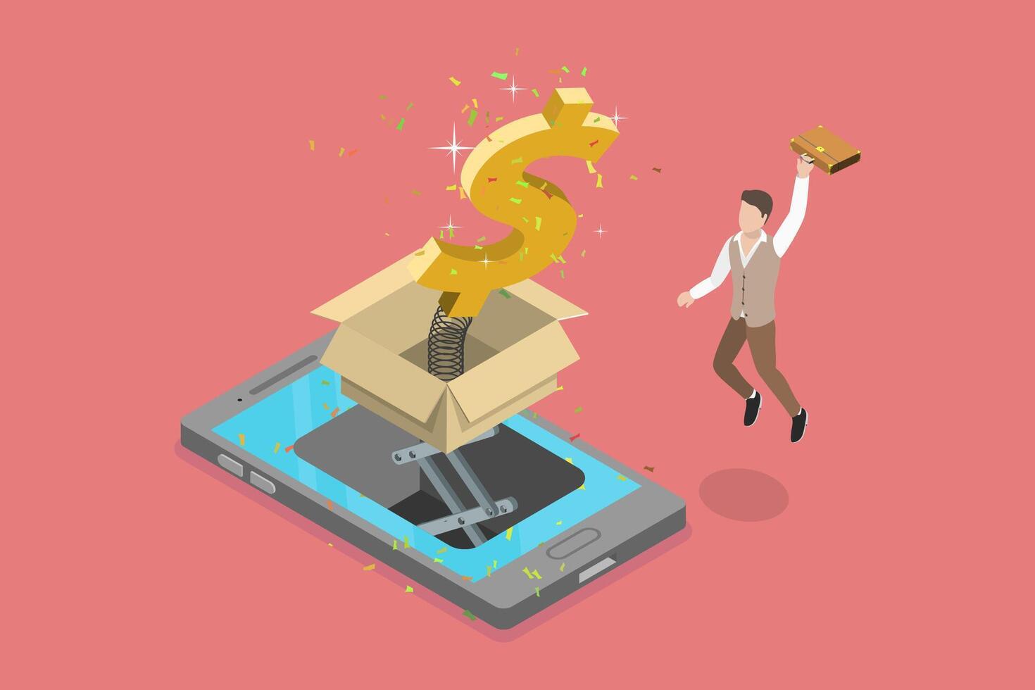3D Isometric Flat Conceptual Illustration of Online Income, Loyalty and Referral Marketing Program vector