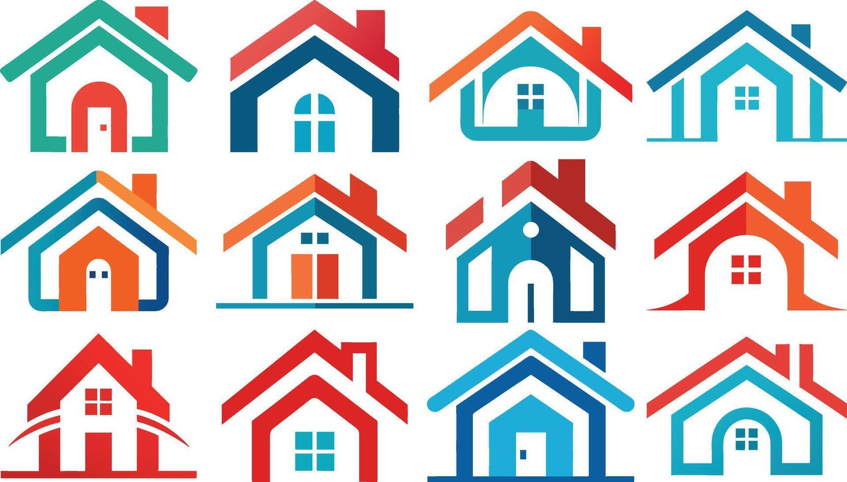 House Logo Icons Set Illustration On An Isolated White Background vector