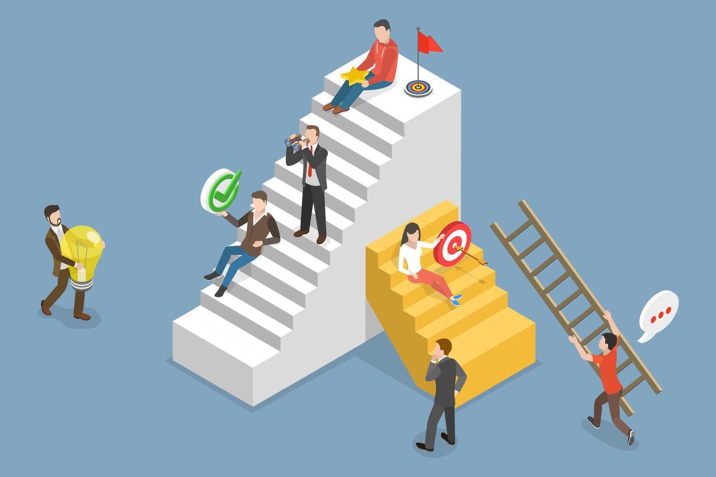 3D Isometric Flat Conceptual Illustration of Person Growth, Skill Improvement vector