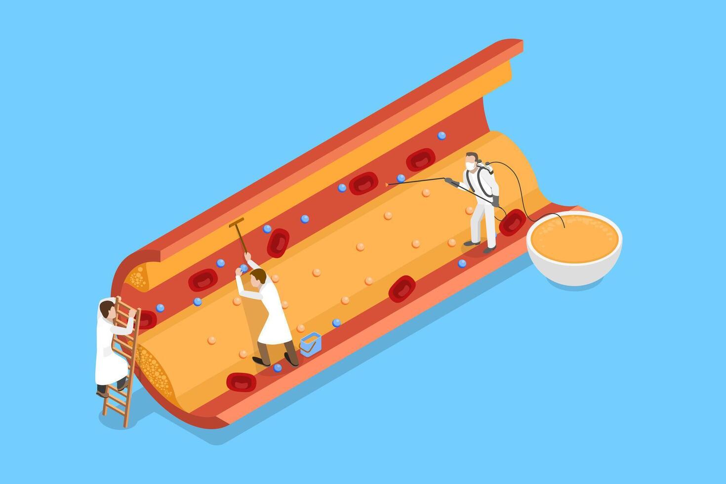 3D Isometric Flat Conceptual Illustration of High Cholesterol, Healthcare and Medicine vector