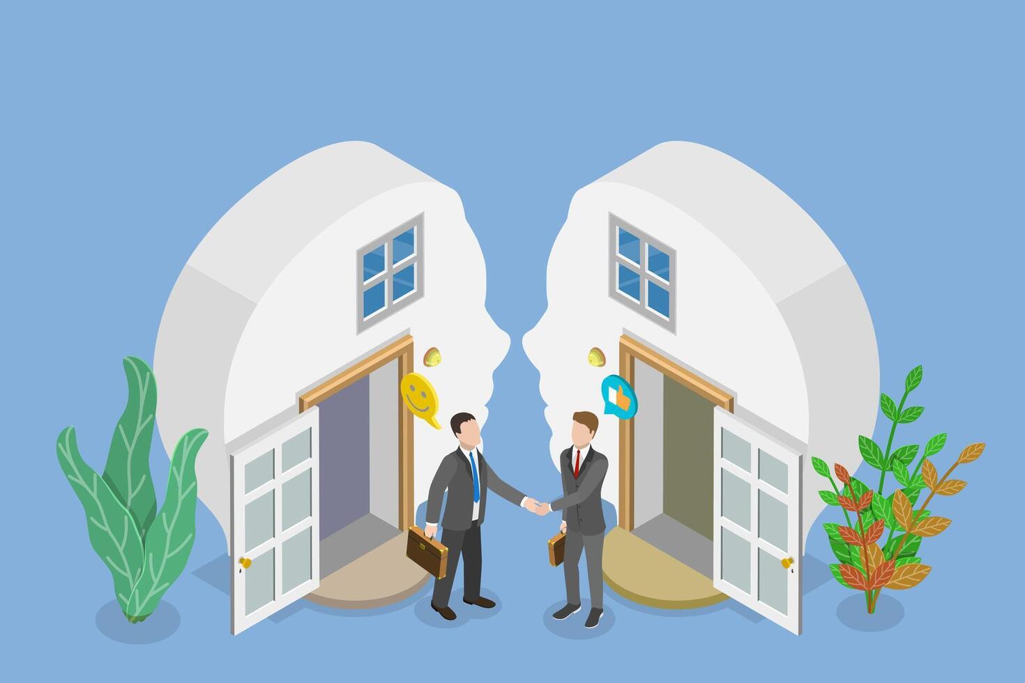 3D Isometric Flat Conceptual Illustration of Collaboration Skills, Business Partnership vector
