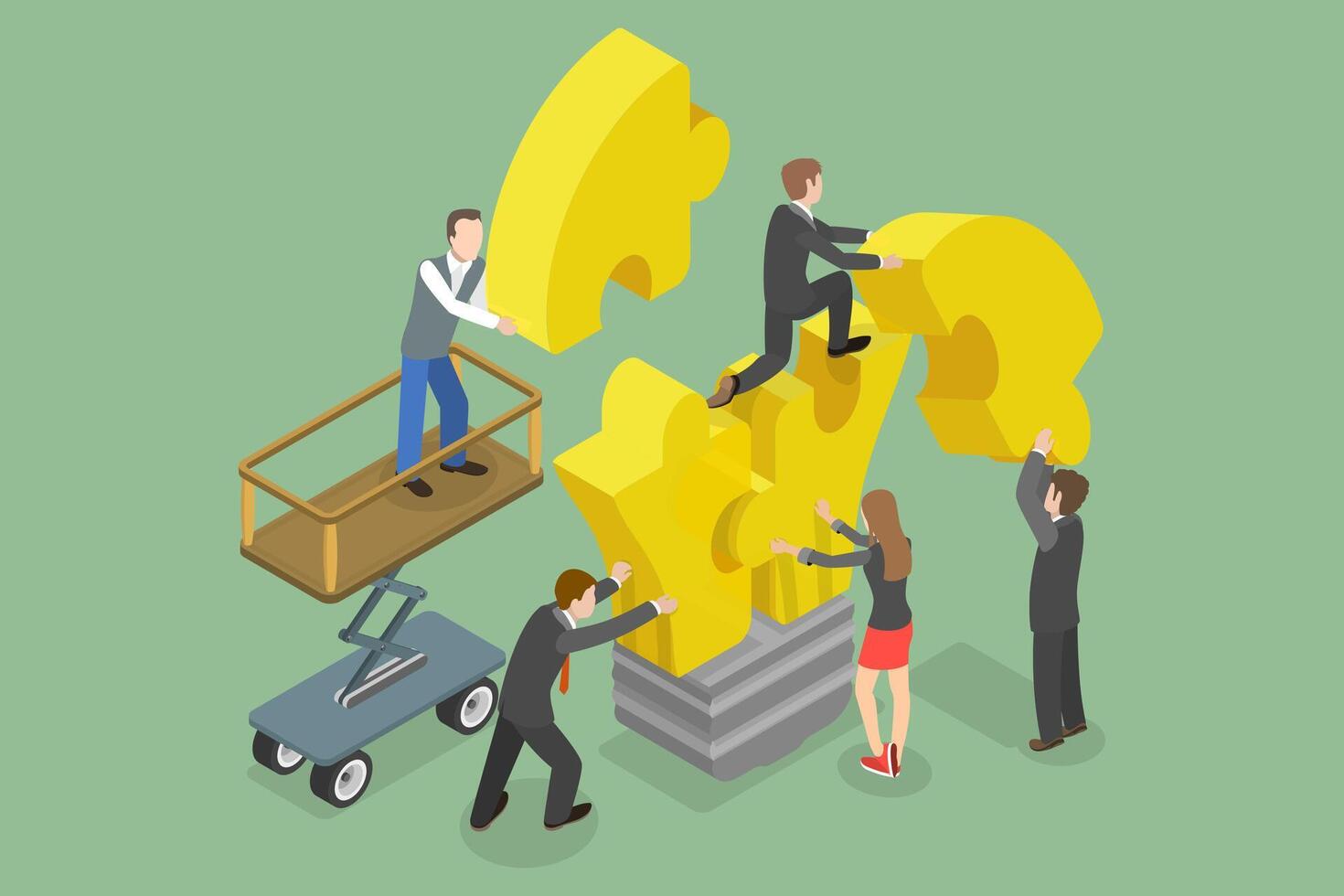 3D Isometric Flat Conceptual Illustration of Team Building, Teamwork and Cooperation vector