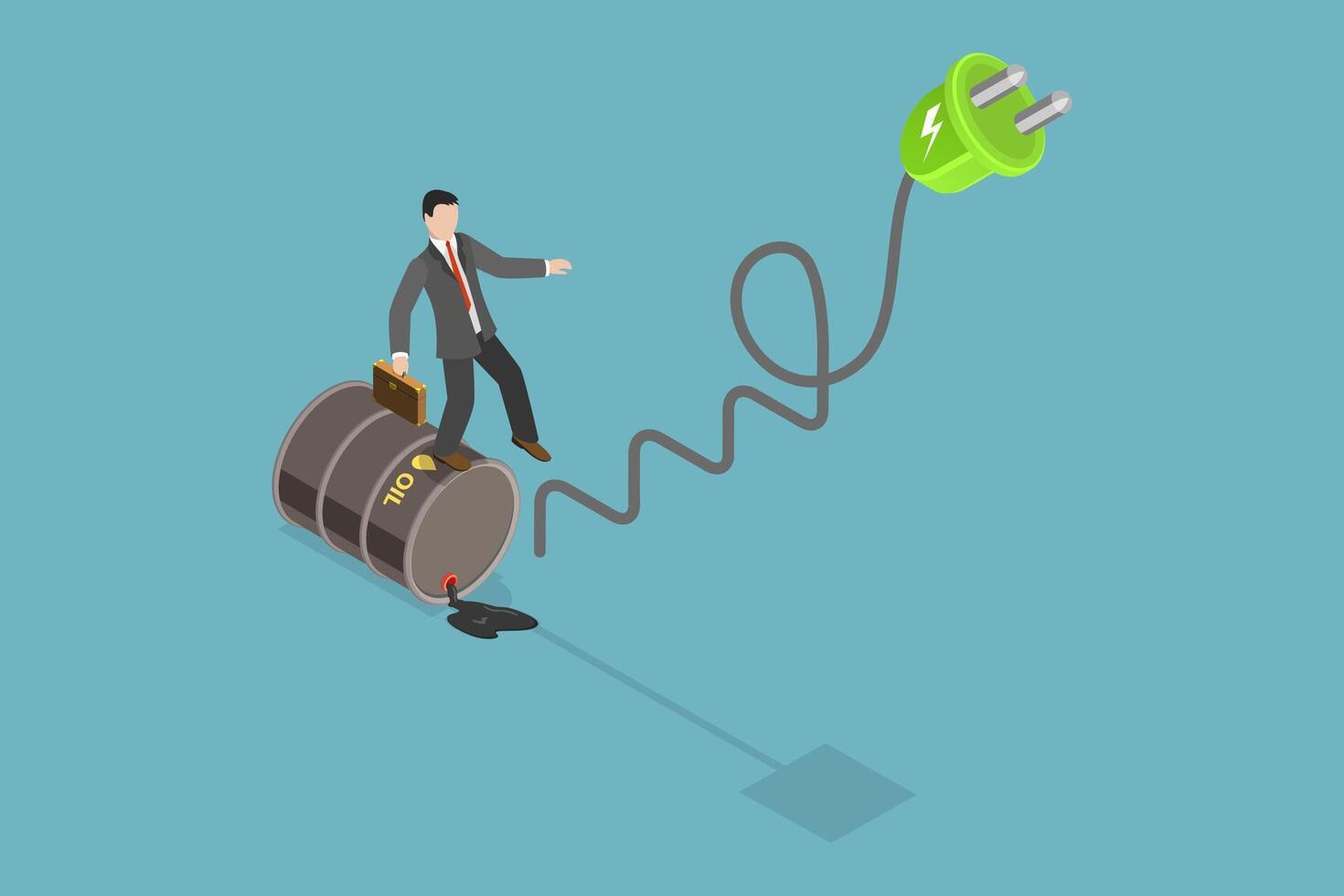 3D Isometric Flat Conceptual Illustration of Energy Transition, Electricity Generation Renewable Sources vector