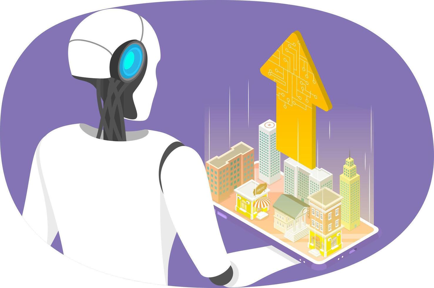 3D Isometric Flat Conceptual Illustration of Digital Transformation, AI Technology, Automation and Cloud Computing... vector