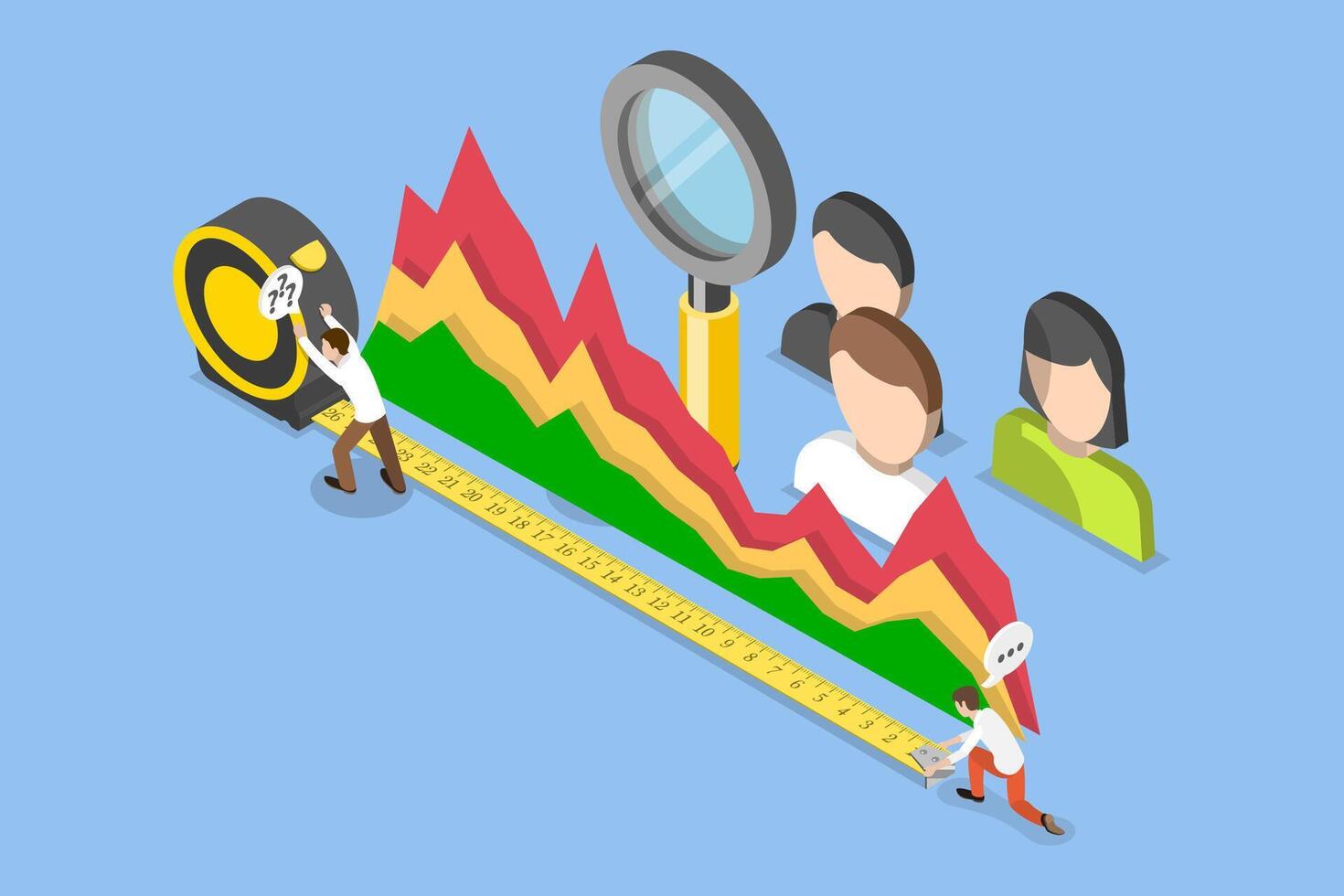 3D Isometric Flat Conceptual Illustration of KPI as Key Performance Indicator, Staff Management andd Empolyee Development vector