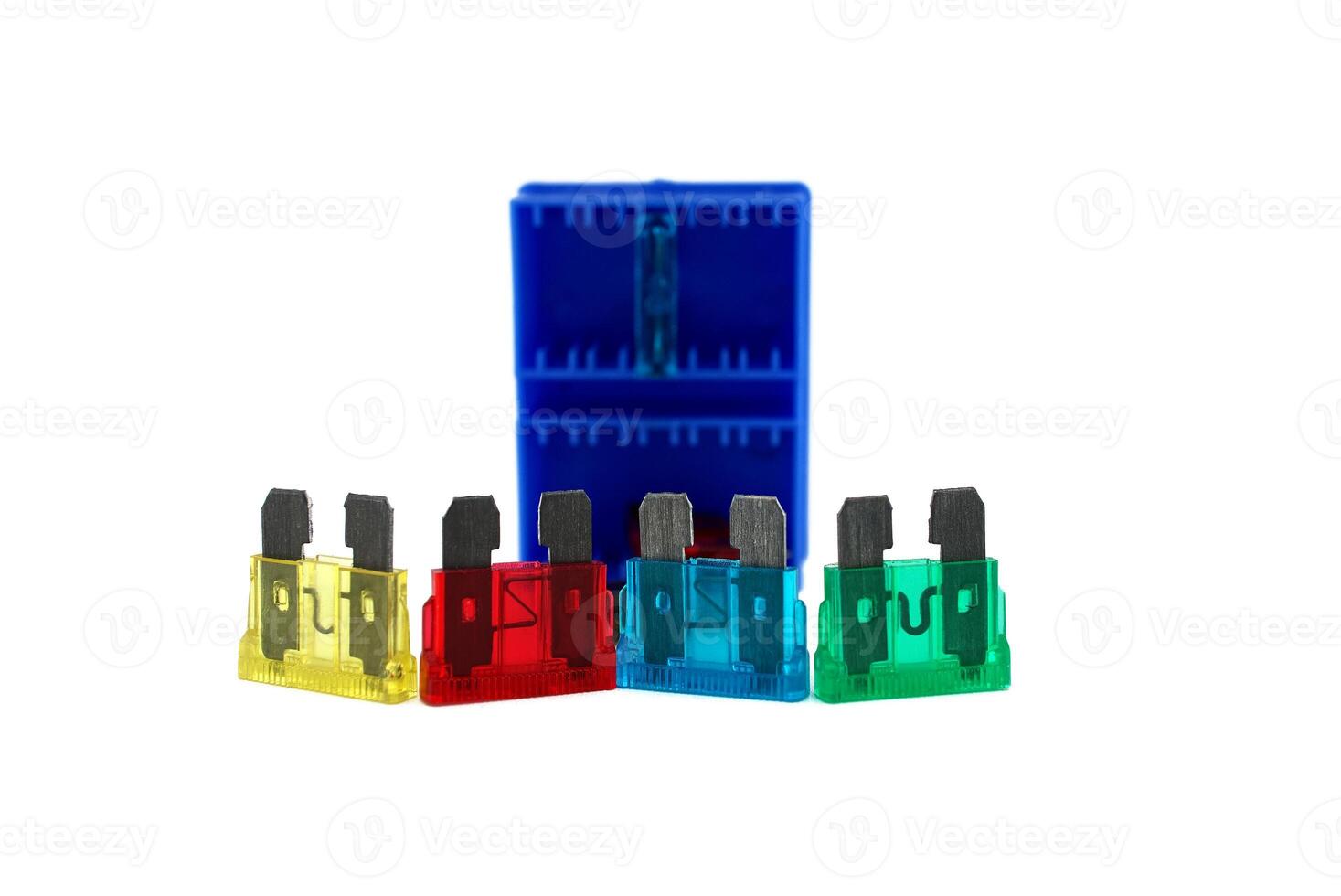 Blown fuses with open circuit isolated on white photo