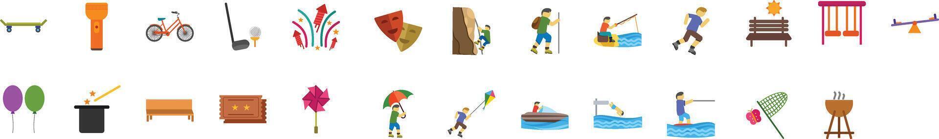 outdoor fun icons set 25 icons vector