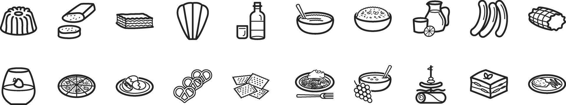 european cuisine icons set 20 icons . set of icons for web.. vector