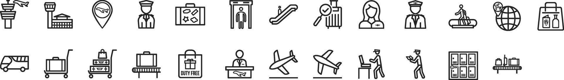 airport icons set 25 icons vector