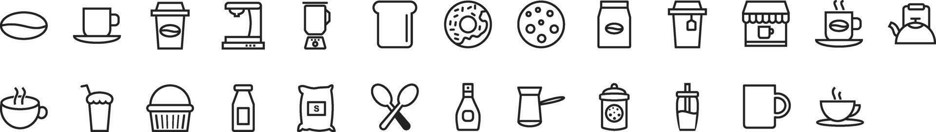 Line icons about coffee. Contains such icons as espresso, take away, moka and more.coffee shop icons set 25 icons vector
