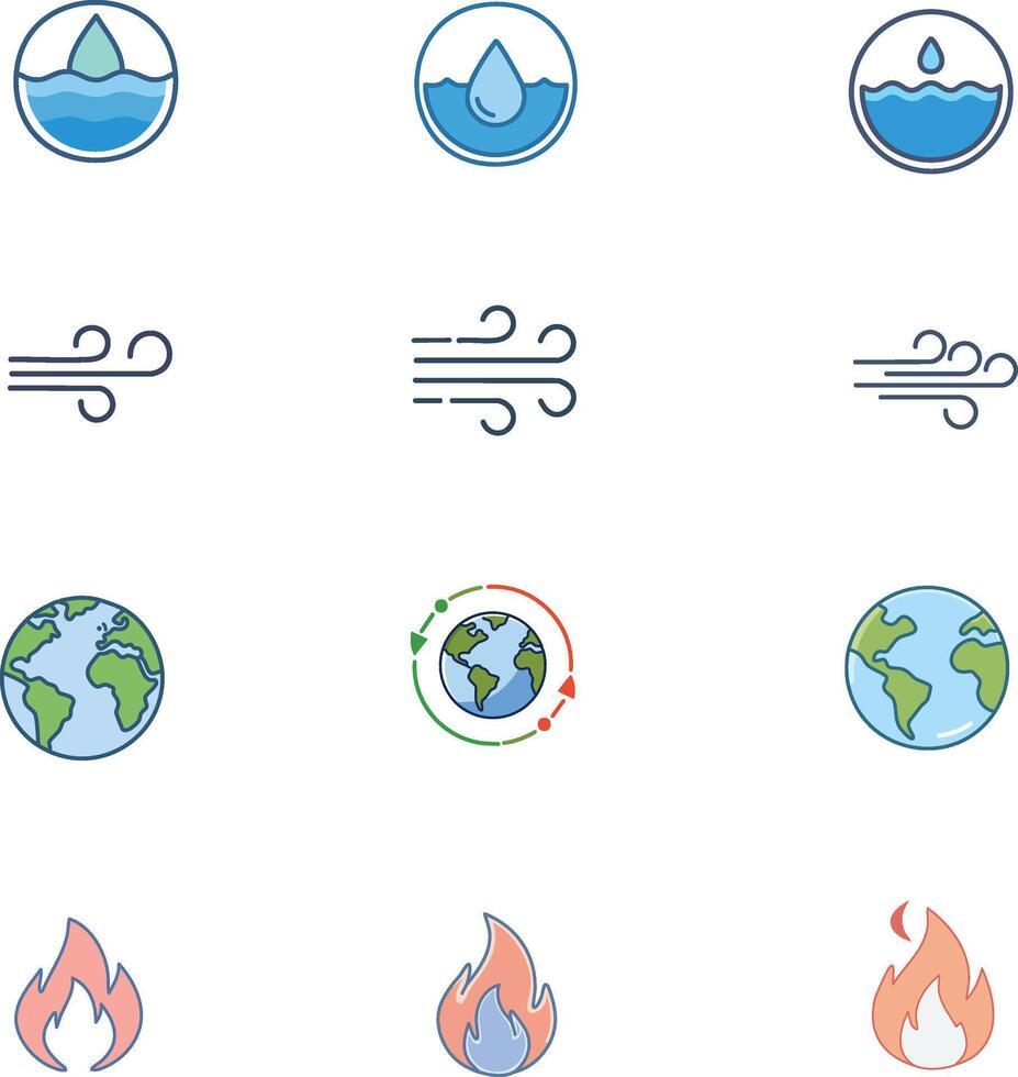 a collection of icons with a nature element theme vector