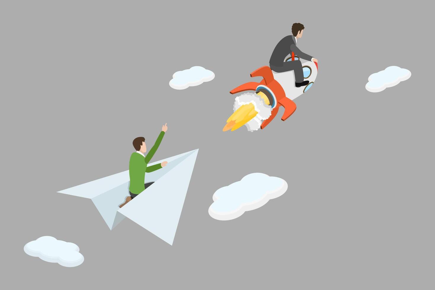 3D Isometric Flat Conceptual Illustration of Business Advantage, Success Career Development vector