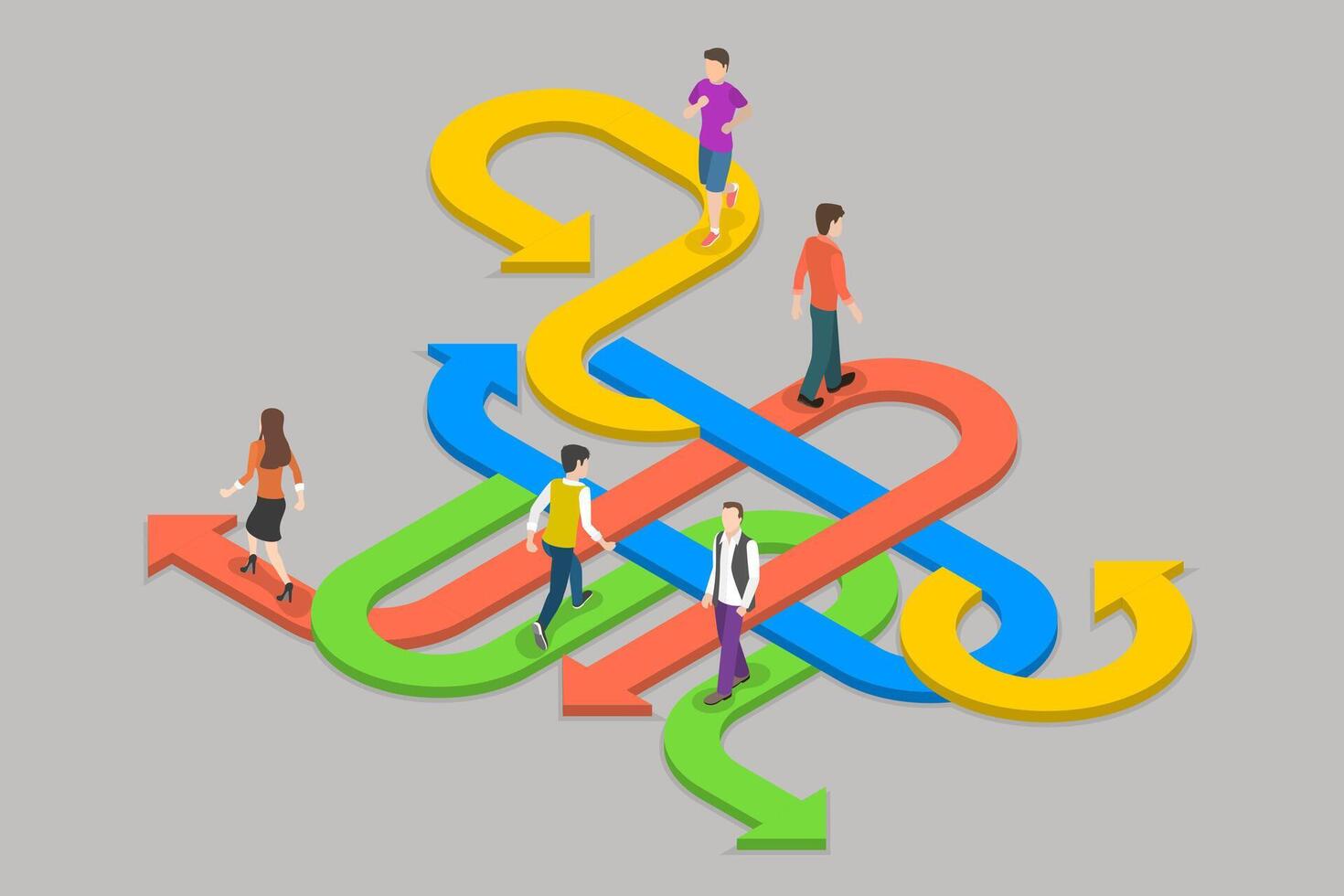 3D Isometric Flat Conceptual Illustration of Complex Decision, Creativity to Solve Problem vector
