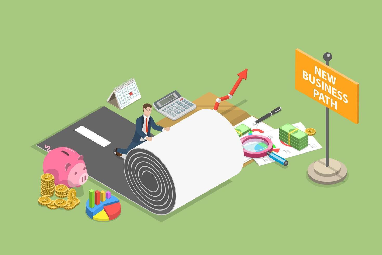 3D Isometric Flat Conceptual Illustration of New Business Path, Career Opportunities vector