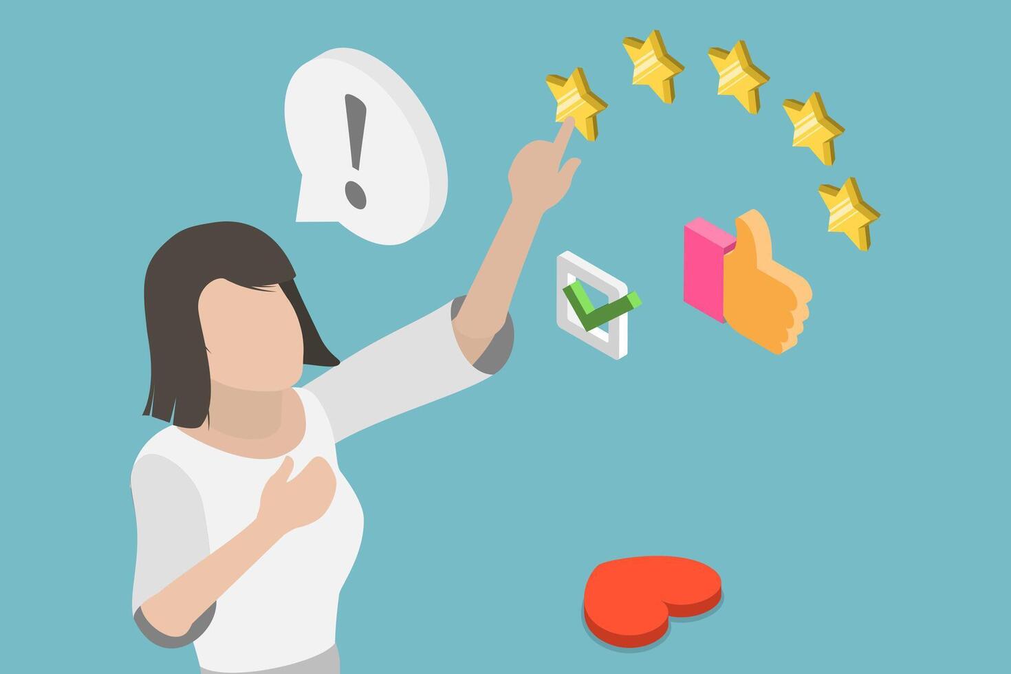 3D Isometric Flat Conceptual Illustration of Employee Self-esteem, Self Confidence vector