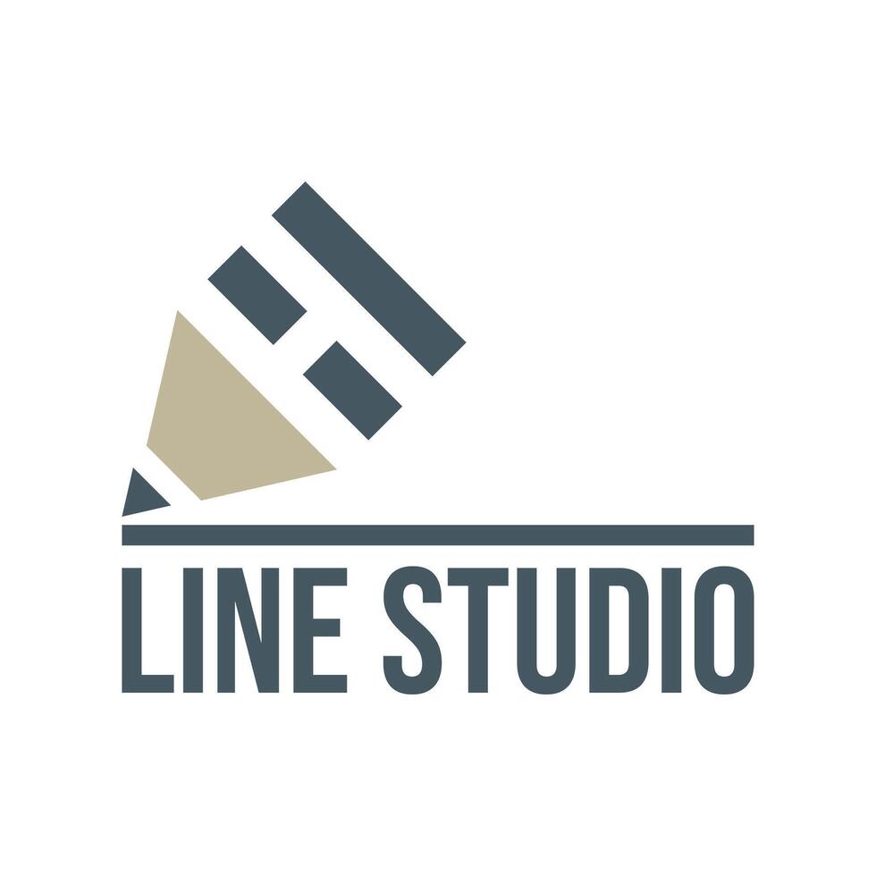 line studio flat minimalist logo design vector