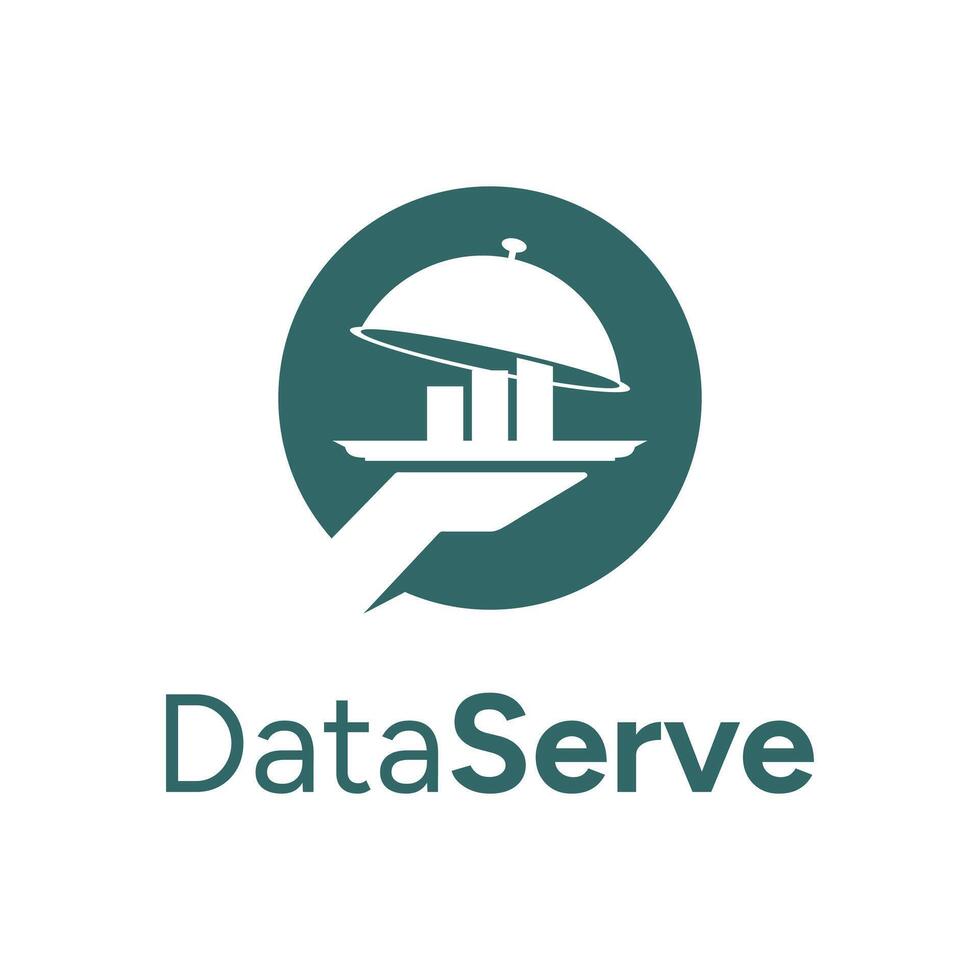 data serve flat minimalist logo design vector