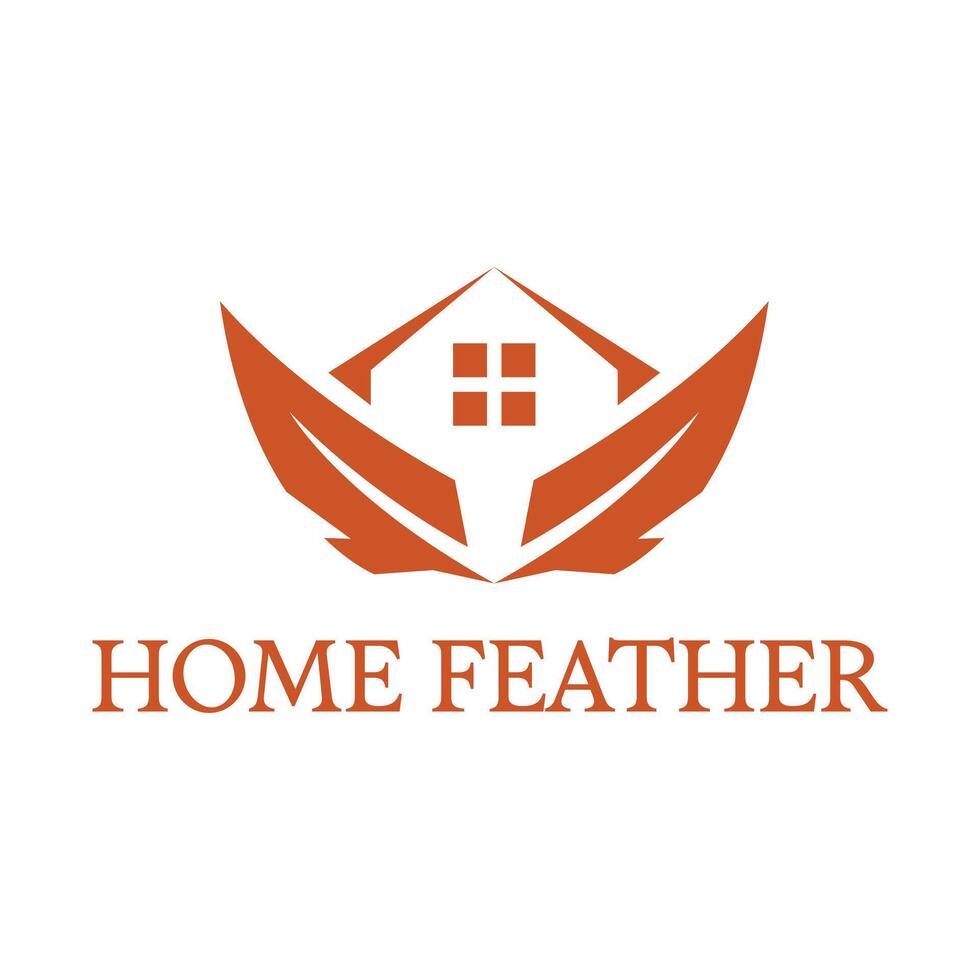 home feather flat minimalist logo design vector