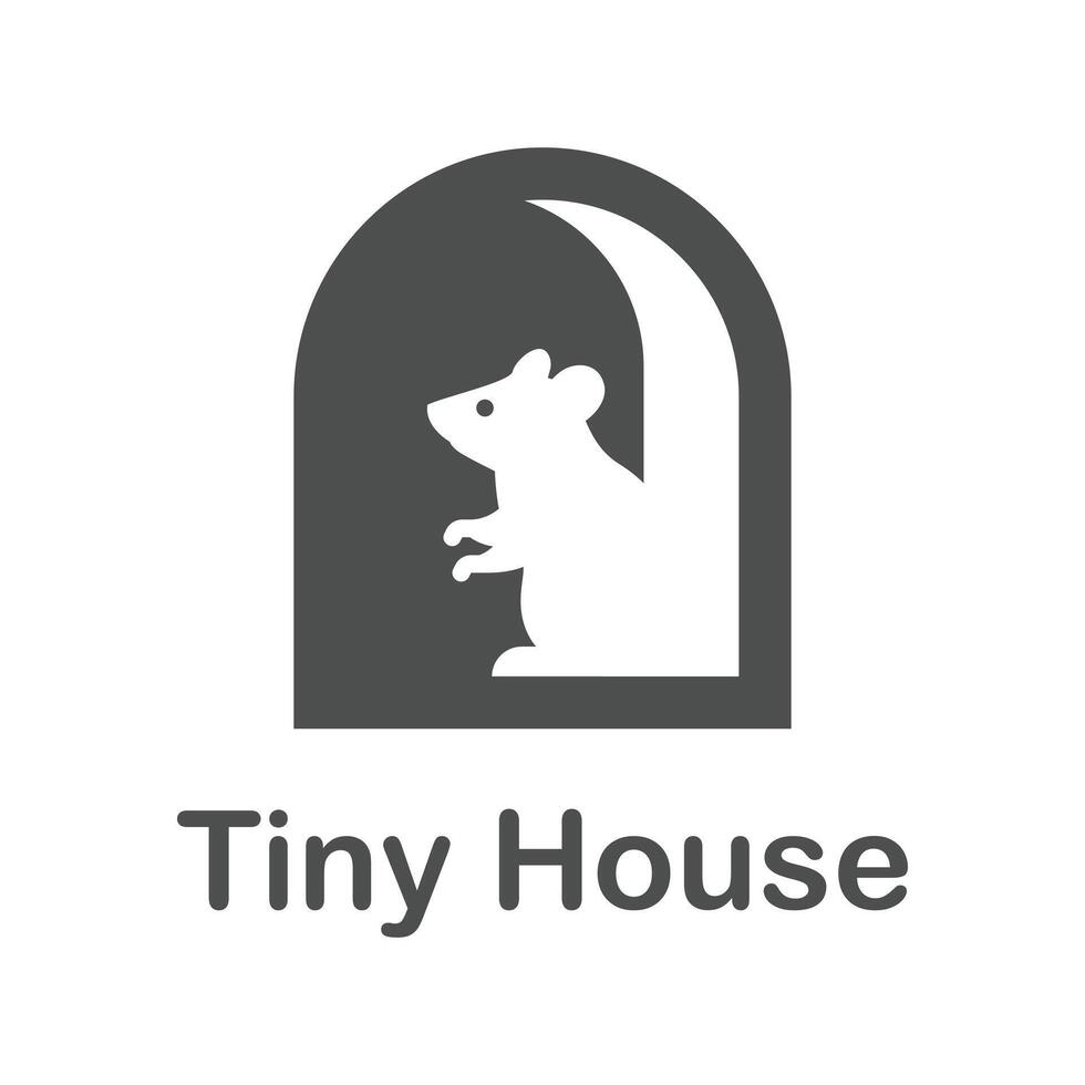 tiny rat house flat minimalist logo design vector