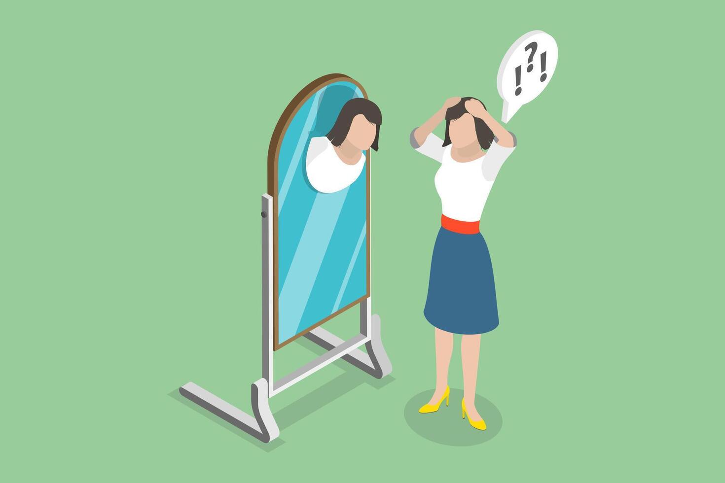 3D Isometric Flat Conceptual Illustration of Self Awareness, Mindfulness and Self-analysis vector