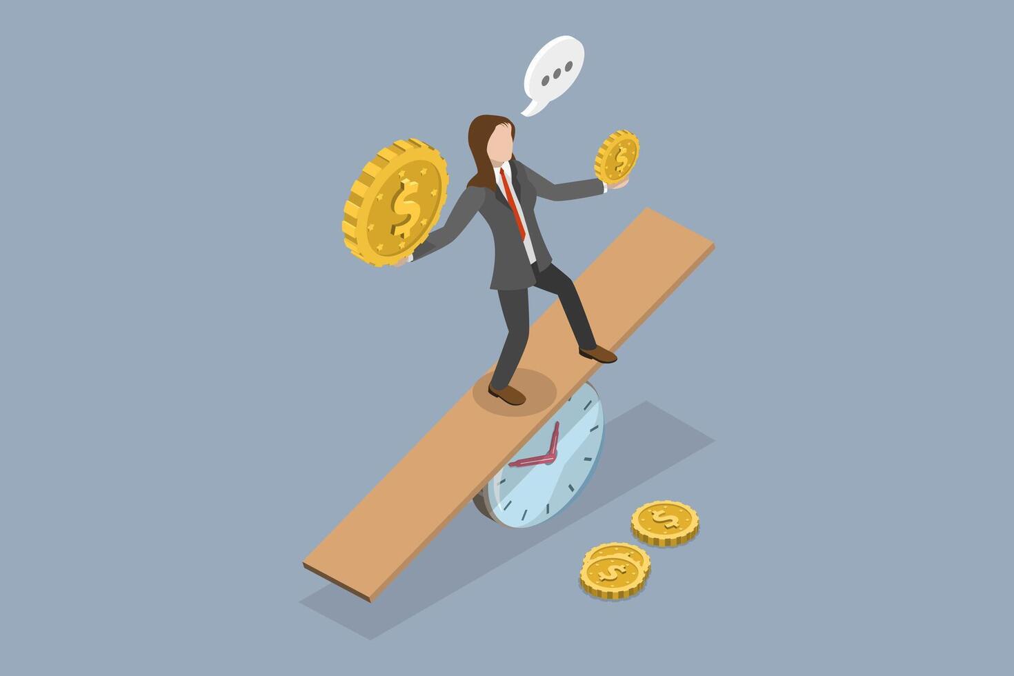 3D Isometric Flat Conceptual Illustration of Time Value Of Money, Financial Inflation vector
