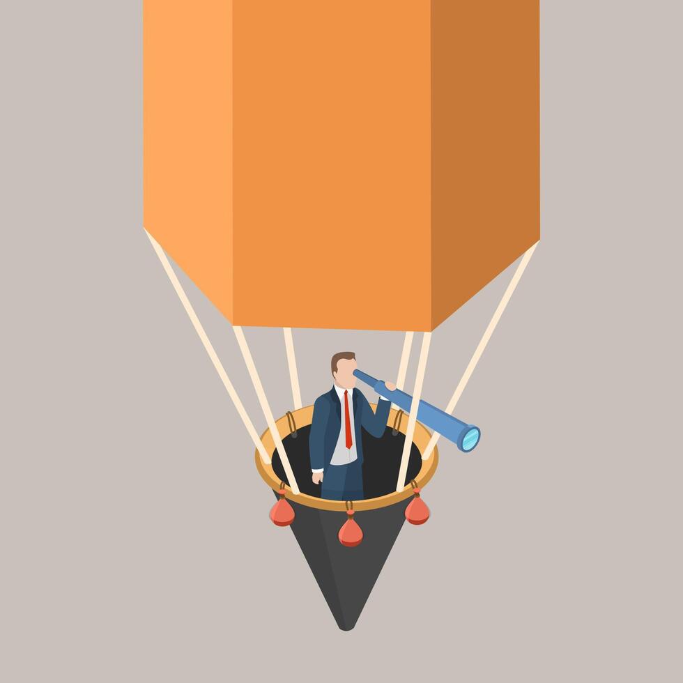 3D Isometric Flat Conceptual Illustration of Looking For Creativity, Innovation and inspiration vector