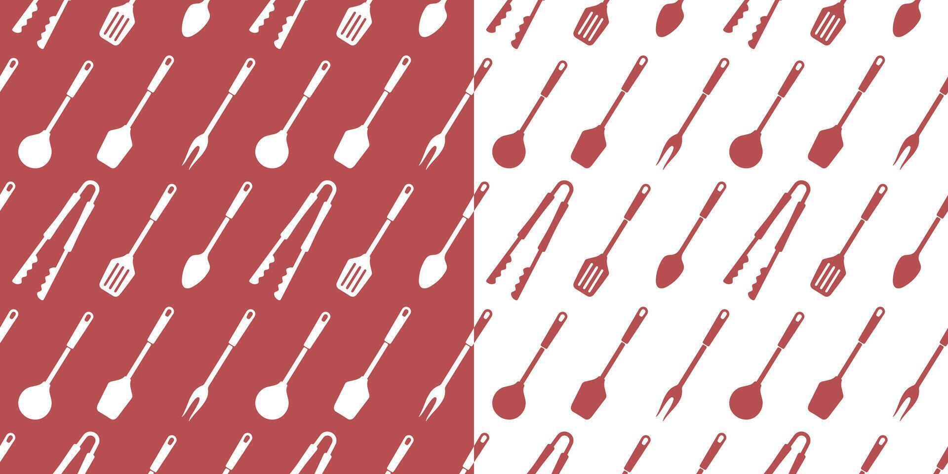 Seamless pattern with kitchen utensils. Cooking seamless pattern. Background with tongs, spatulas and spoons. Monochrome print. vector