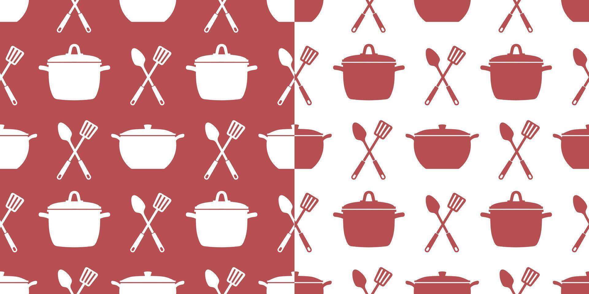 Seamless pattern with kitchen utensils. Cooking seamless pattern. Background with pots, spatulas and spoons. Monochrome print. vector