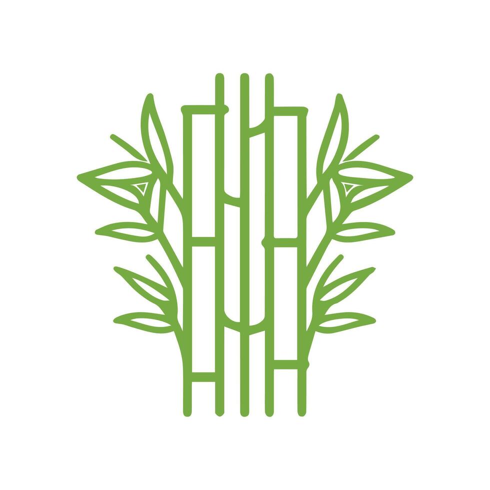 Green bamboo stalks with leaves, arranged vertically, on a white background, symbolizing growth and sustainability. vector
