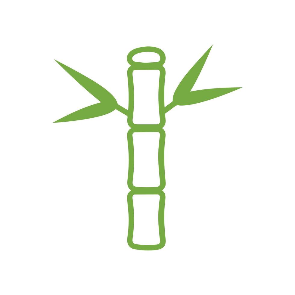 Three stylized green bamboo stalks with leaves, representing nature and sustainability against a white background. vector