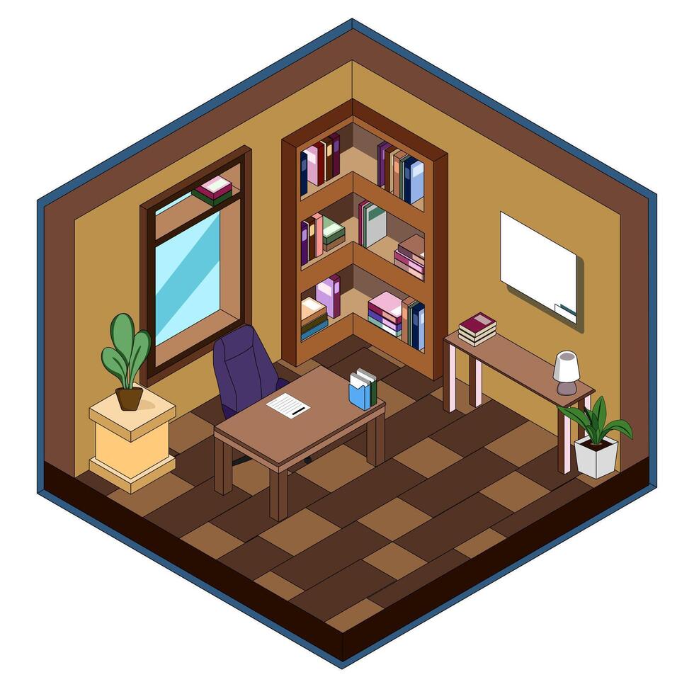 An office full of books and learning vector