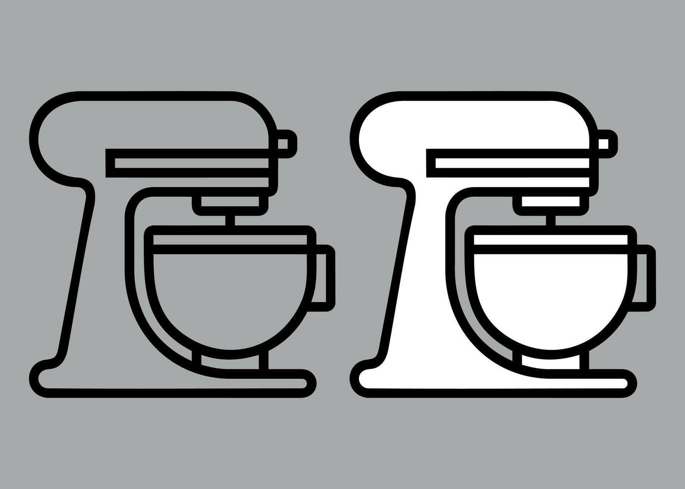 black and white icon of food processor on white background vector