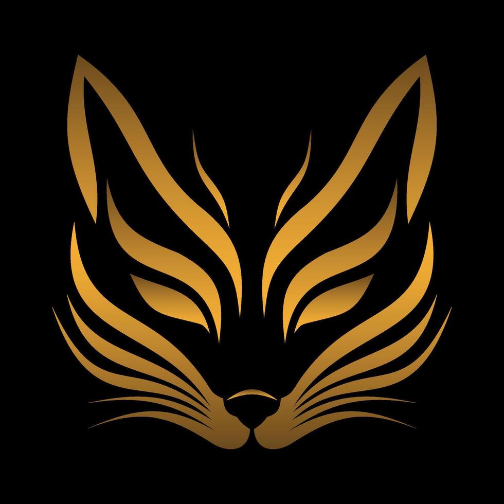 futuristic cat face mask with paws isolated on black background vector