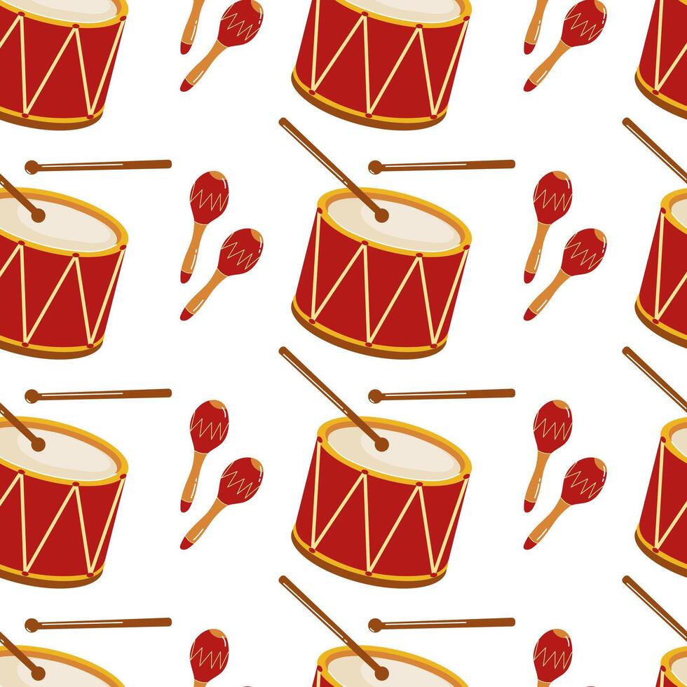 Colorful drum and percussion pattern designed for music lovers and artistic projects vector