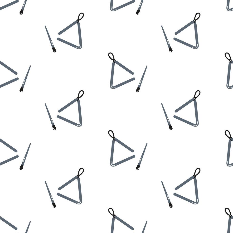 Artful arrangement of metal triangles and sticks against a white backdrop vector