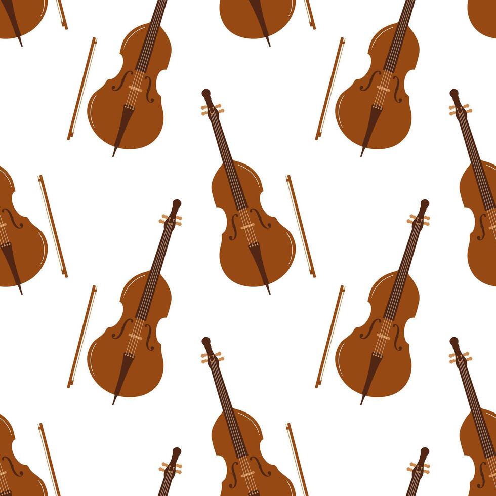 Creative pattern featuring violins and bows on a white background for music lovers vector