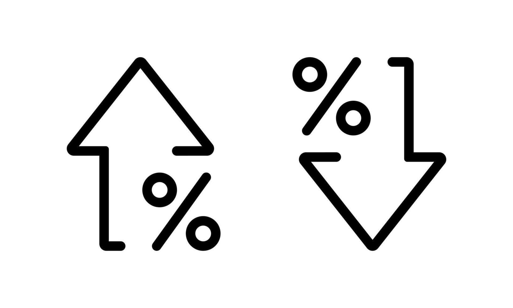 Percent arrow up and down icon isolated on white background. Percentage growth and decline sign symbol vector