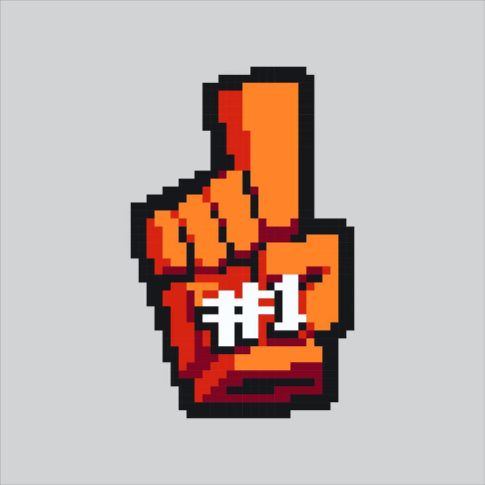 Pixel art illustration Fan Finger. Pixelated Hand Cheer. vector