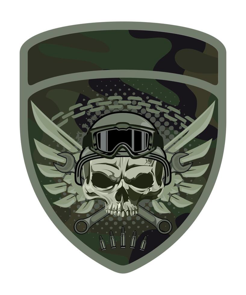 sleeve military army green camouflage chevron military driver with skull isolated on white background vector