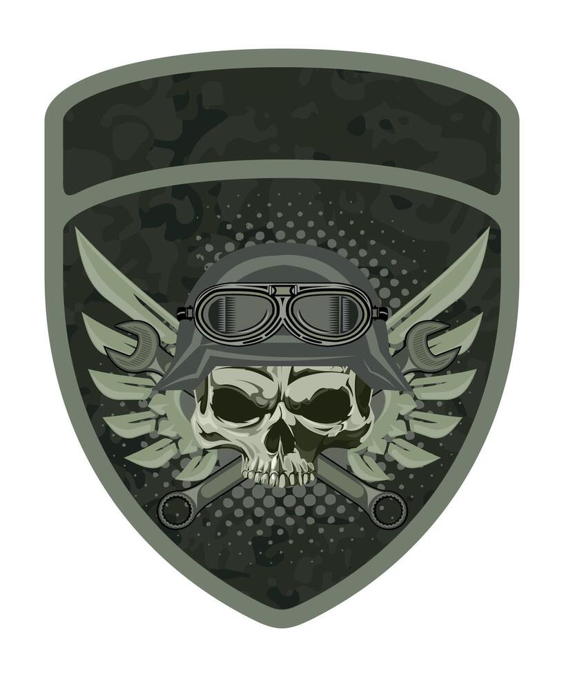 sleeve military army green camouflage chevron military driver with skull on white background vector